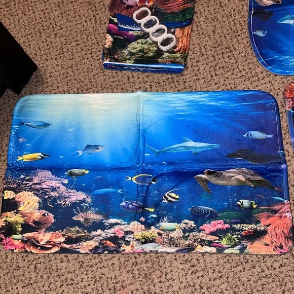 Amazon Blue Underwater Coral Reef Shower Curtain Bath Set - Picture 3 of 7